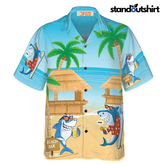 Sharks Party On The Beach Hawaiian Shirt